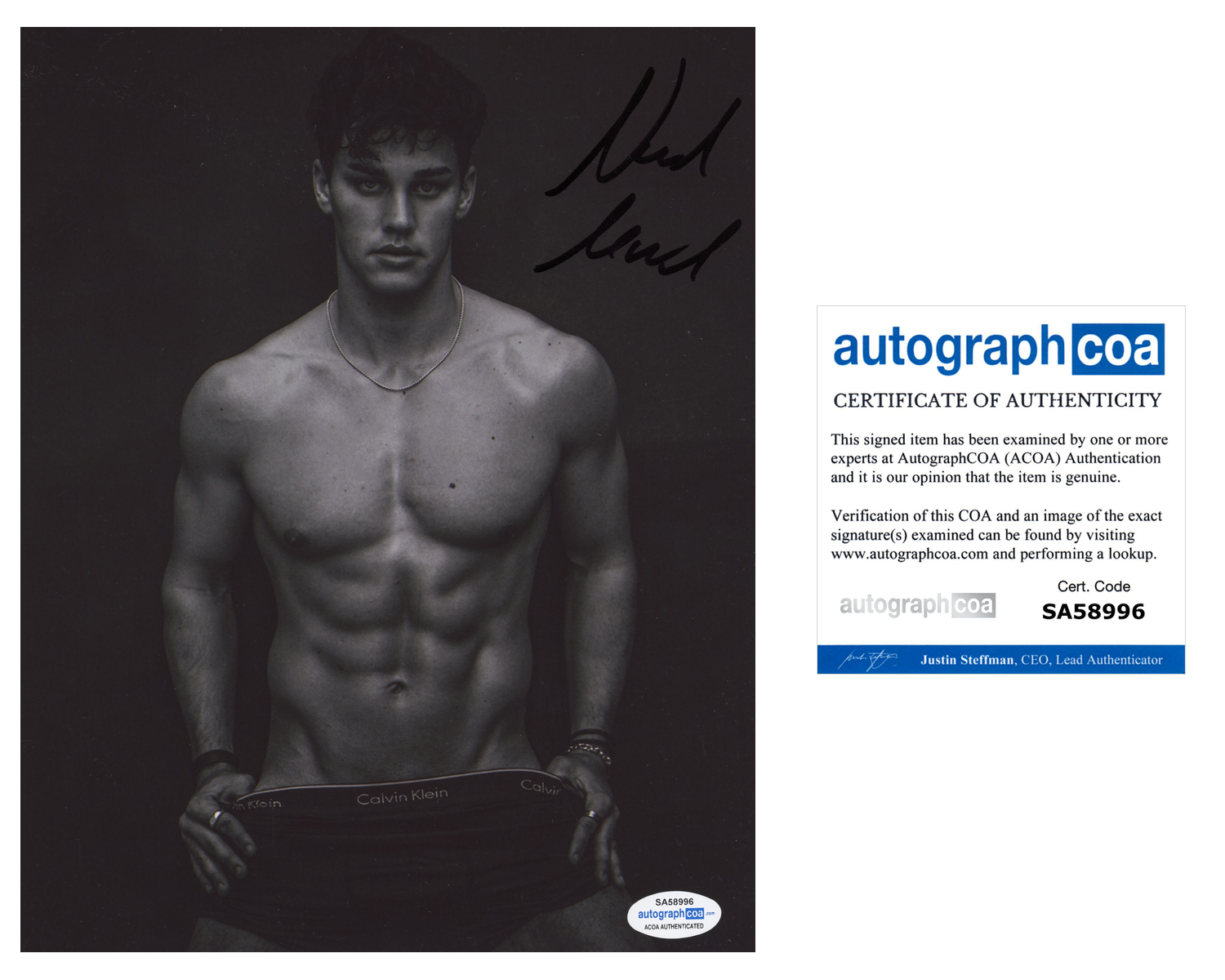 Noah Beck Signed Autograph 8x10 Photo Poster painting Shirtless Calvin Klein Actor ACOA COA