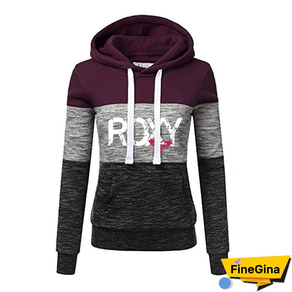 Women Casual Long Sleeve Sweatshirts Ladies Autumn Colorful Patchwork Thin Hoodie Jacket