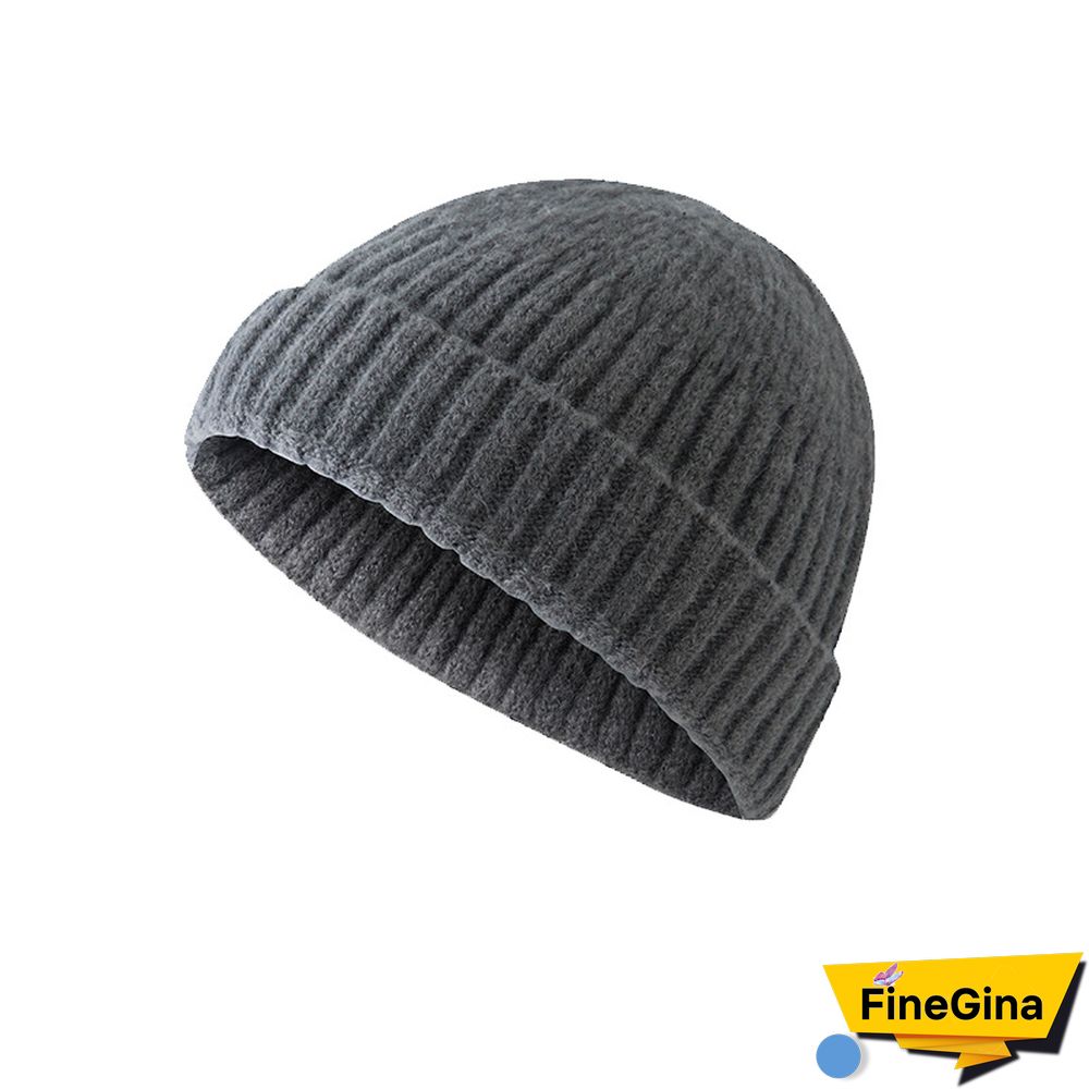 Men's & Women's Warm Plain Knitted Melon Leather Hat