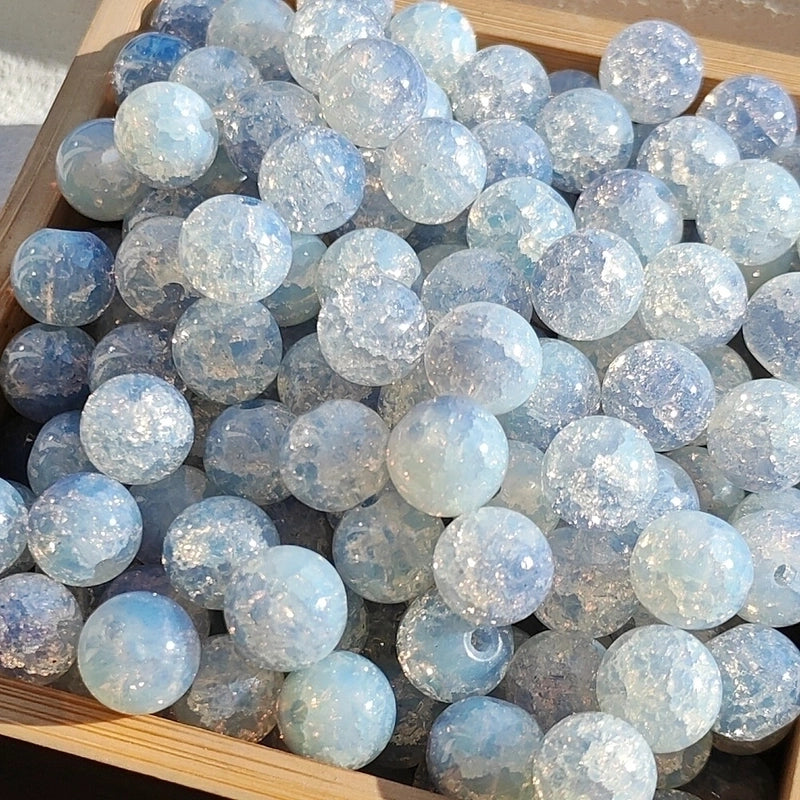 New 8/10mm Water Dyed Protein Jade Broken New Chinese Style Gold Sprinkling Glass Bead DIY Bracelet Ornament Straight Hole Beads Loose Beads