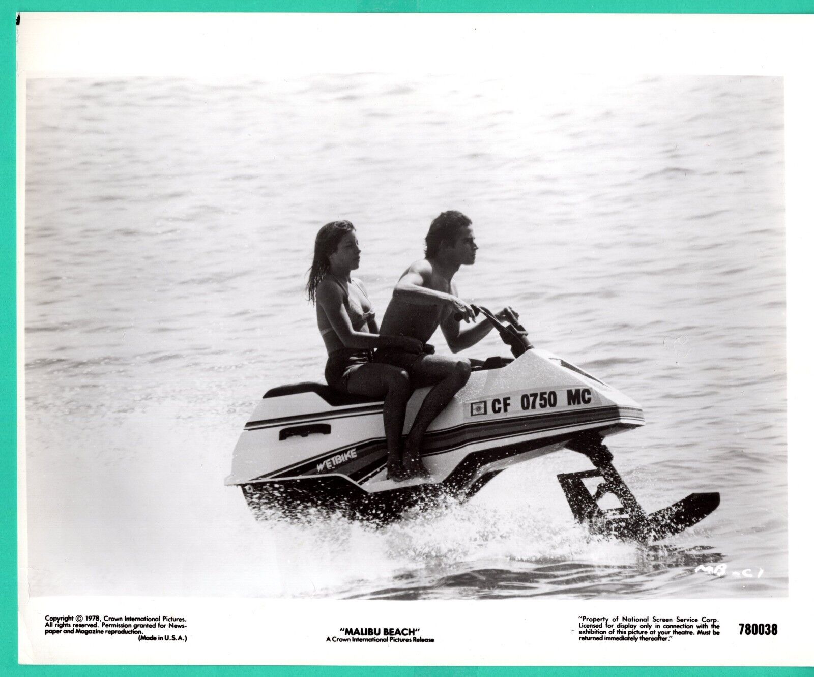 KIM LANKFORD JAMES DAUGHTON 1978 Malibu Beach Movie Promo Photo Poster painting 8x10