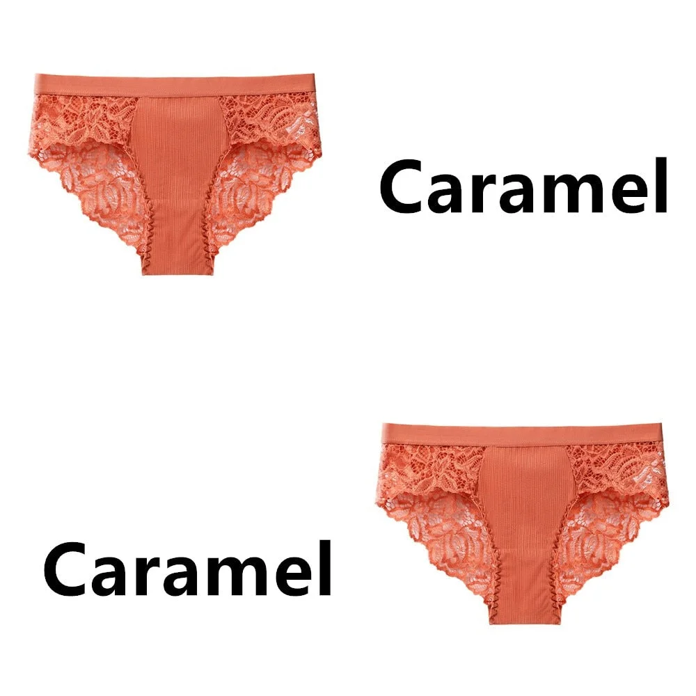 2Pcs/Lot Women's Invisible Underwear Panties Intimate Briefs For Women Sexy Transparent Floral Lace Panties Seamless Panty New