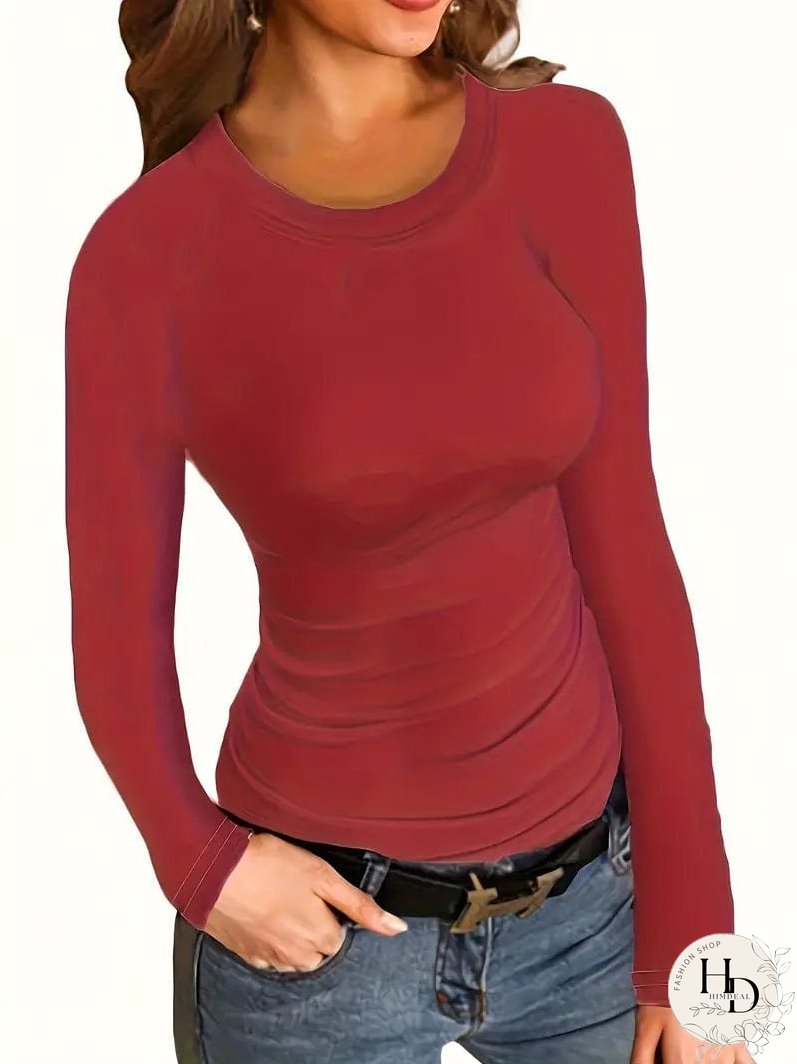 Trendy Ribbed Mock Neck Top