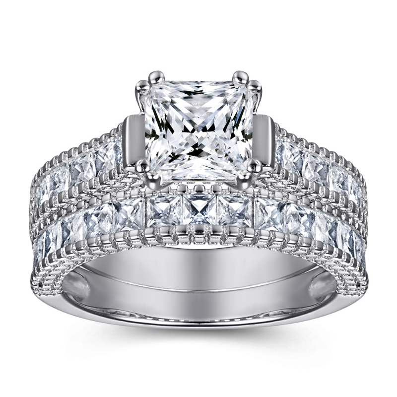 1.2 Carat D Color Moissanite 925 Sterling Silver Wedding Ring Sets Engagement Band Vintage Design Jewelry For Women