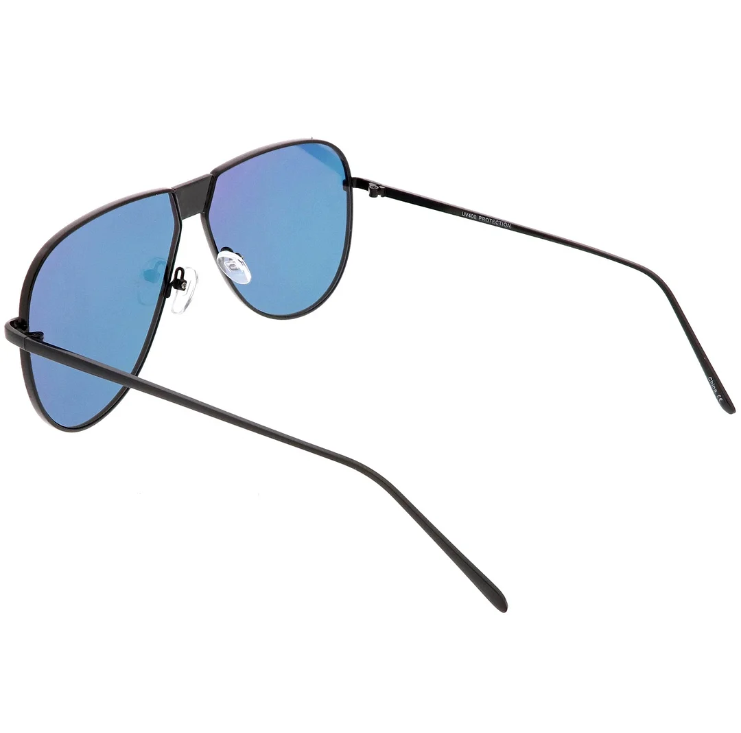 Oversize Metal Aviator glasses With Color Mirror Flat Lens 61mm