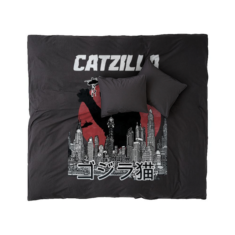 Black Catzilla, Godzilla Duvet Cover Set