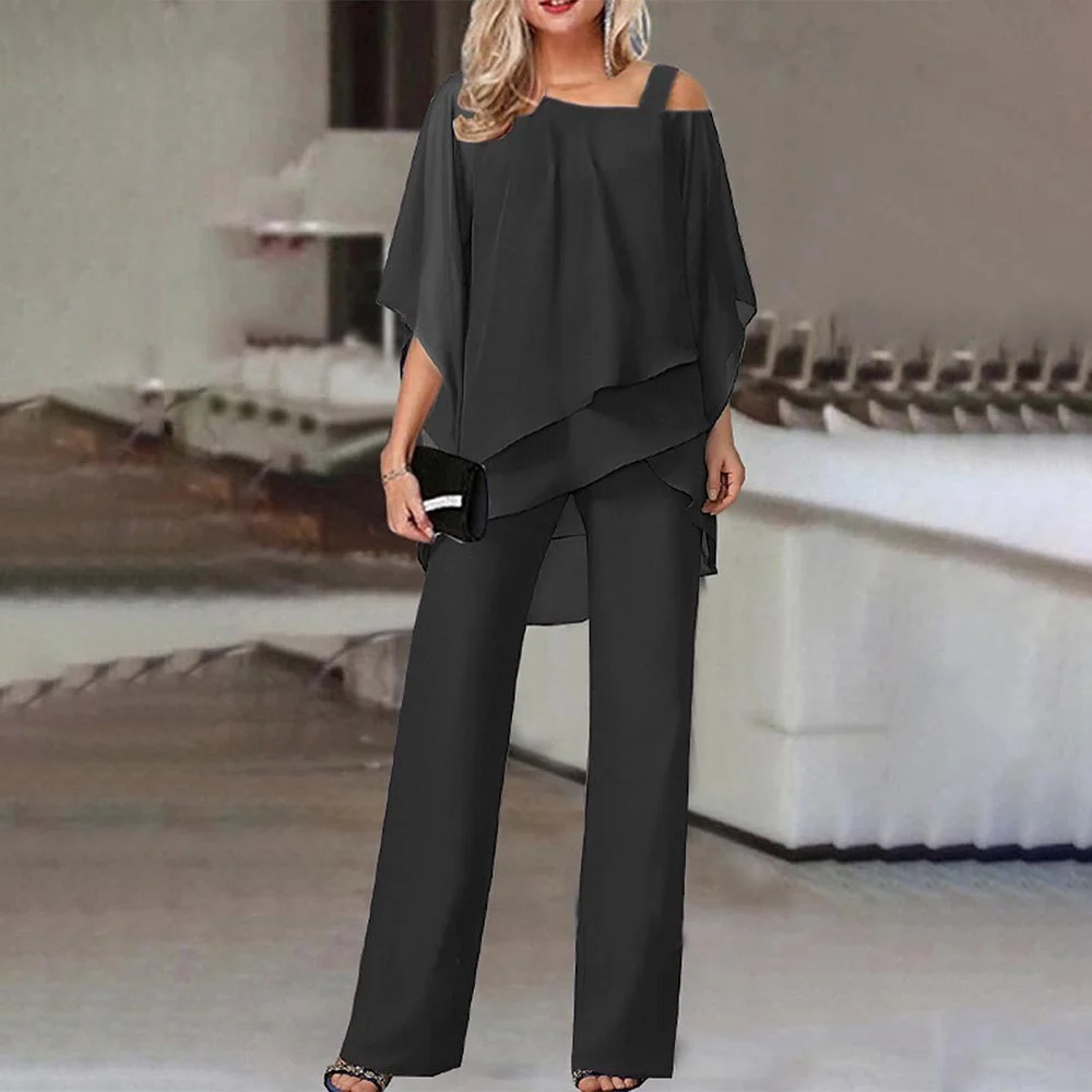 Brownm Brownm Sleeve Top Trousers Women Casual Irregular Party Set Elegant Two Sets 2025 Spring And Summer
