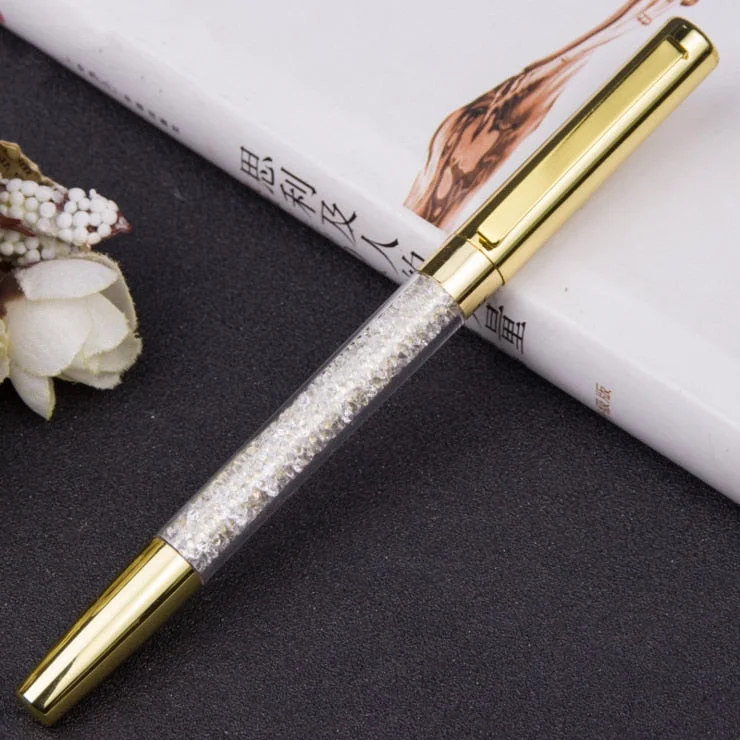 Lytwtw's luxury Roller ballpoint pen Metal Office School Supplies Rose Gold rollerball high quality spinning stationery crystal