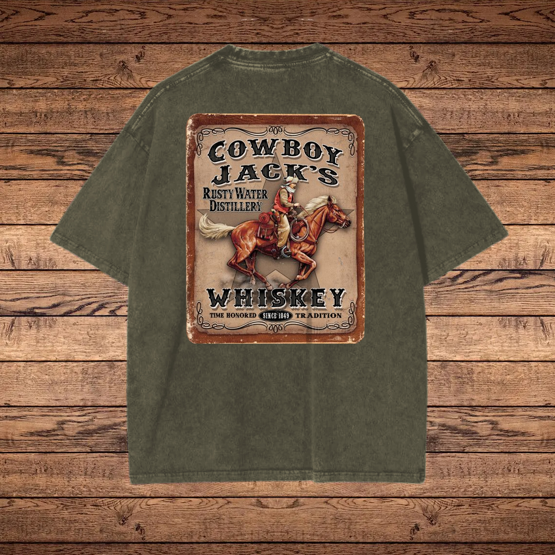 Vintage Western Cowboy Graphic Washed T-shirt / TECHWEAR CLUB / Techwear