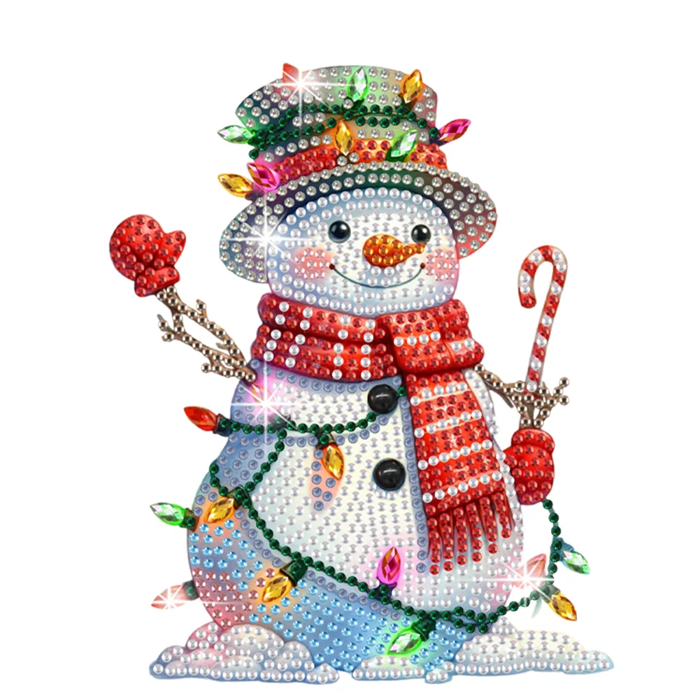 DIY Christmas Snowman Acrylic Shaking Head Diamond Painting Desktop Ornaments for Home