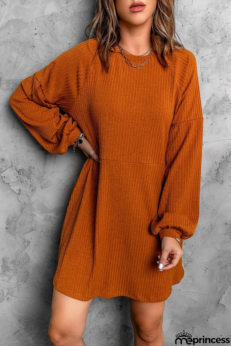 Orange Round Neck Knit Dress