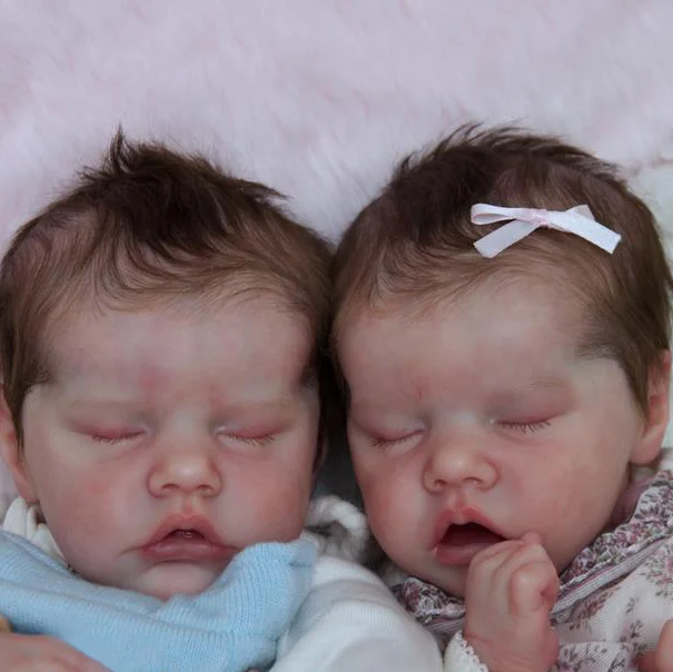 Dollreborns® 17'' Real Lifelike Twins Boy and Girl Debbie and Deborah Sleeping Dreams Reborn Toddlers Baby Doll