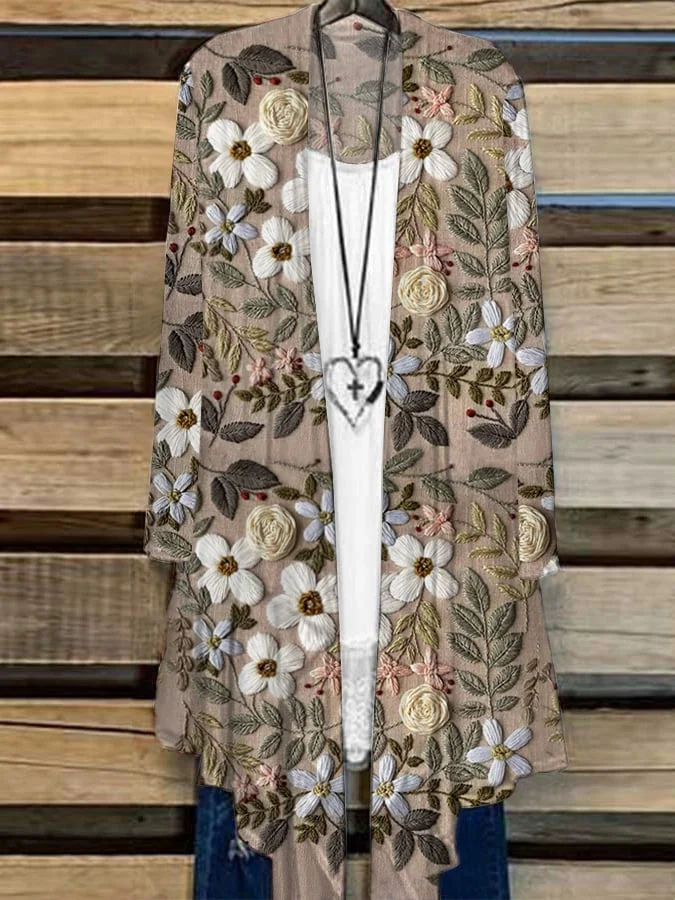 Women'S Floral Print Casual Cardigan