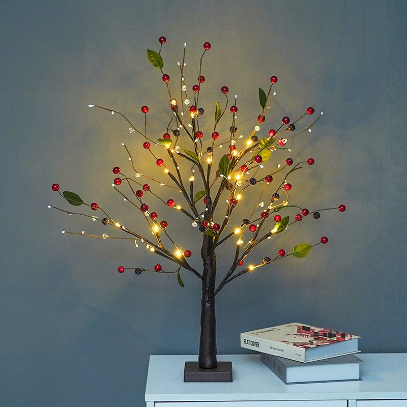 24 LED Lights Leaves Hazelnuts Tree Battery Operated For Christmas Decor