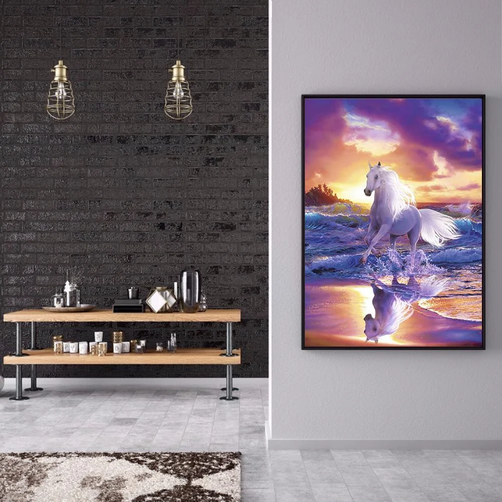 Diamond Painting - Full Round Drill - White Horse(30*40cm)