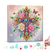 (Pre-Framed)Flower Cross-Special Shape Diamond Painting Kit(29x29cm)