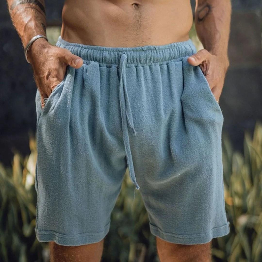 Men's Plain Linen Shorts-barclient