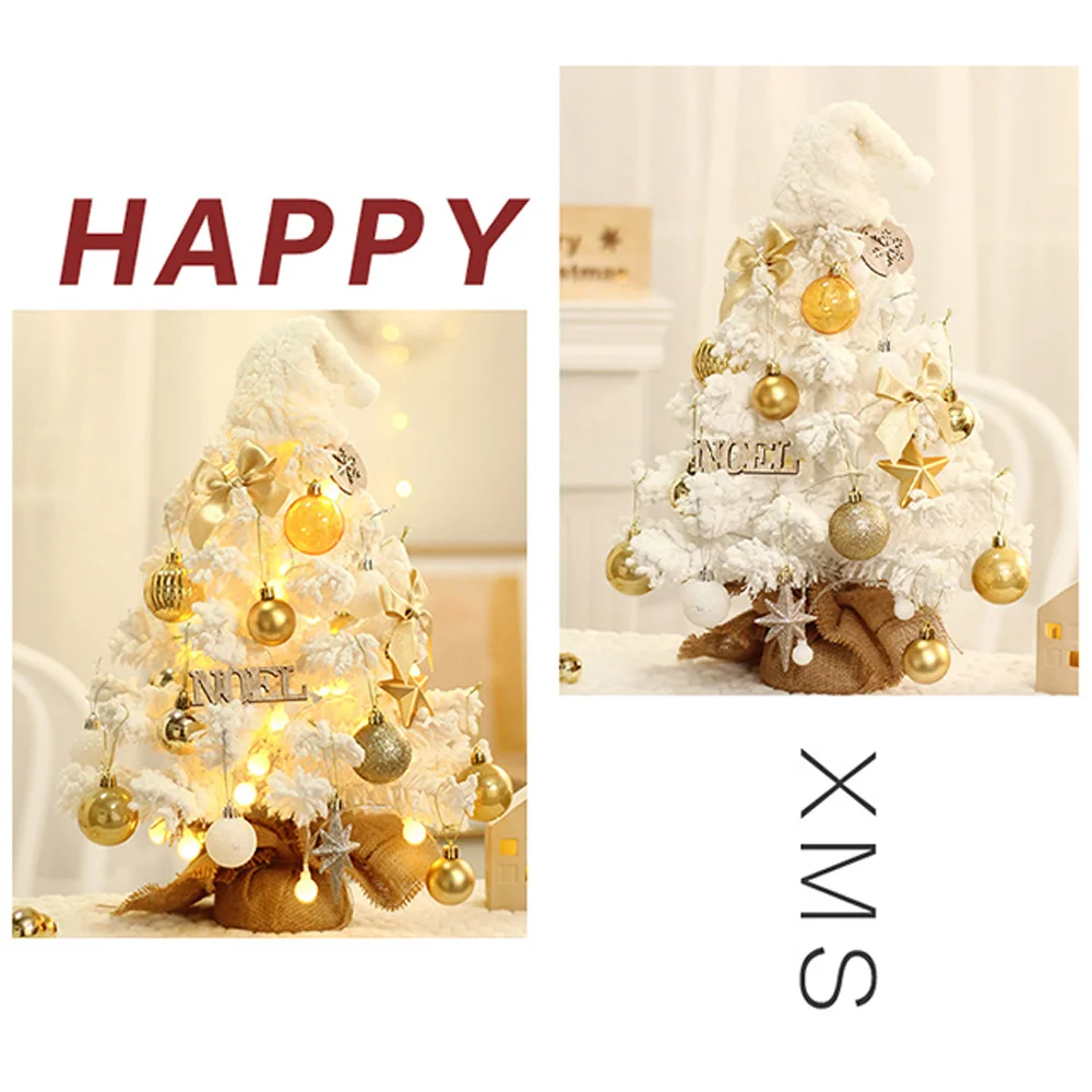 New flocked mini Christmas tree LED desktop decoration ornament