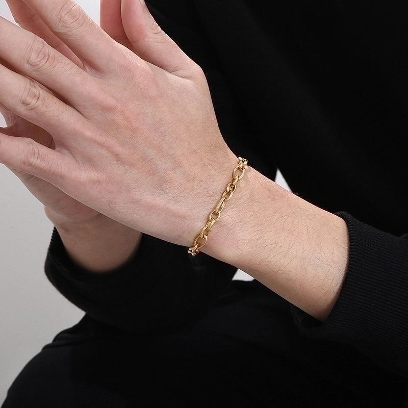 Stainless Steel 18K Gold Plated Basic Minimalist Solid Color Bracelets