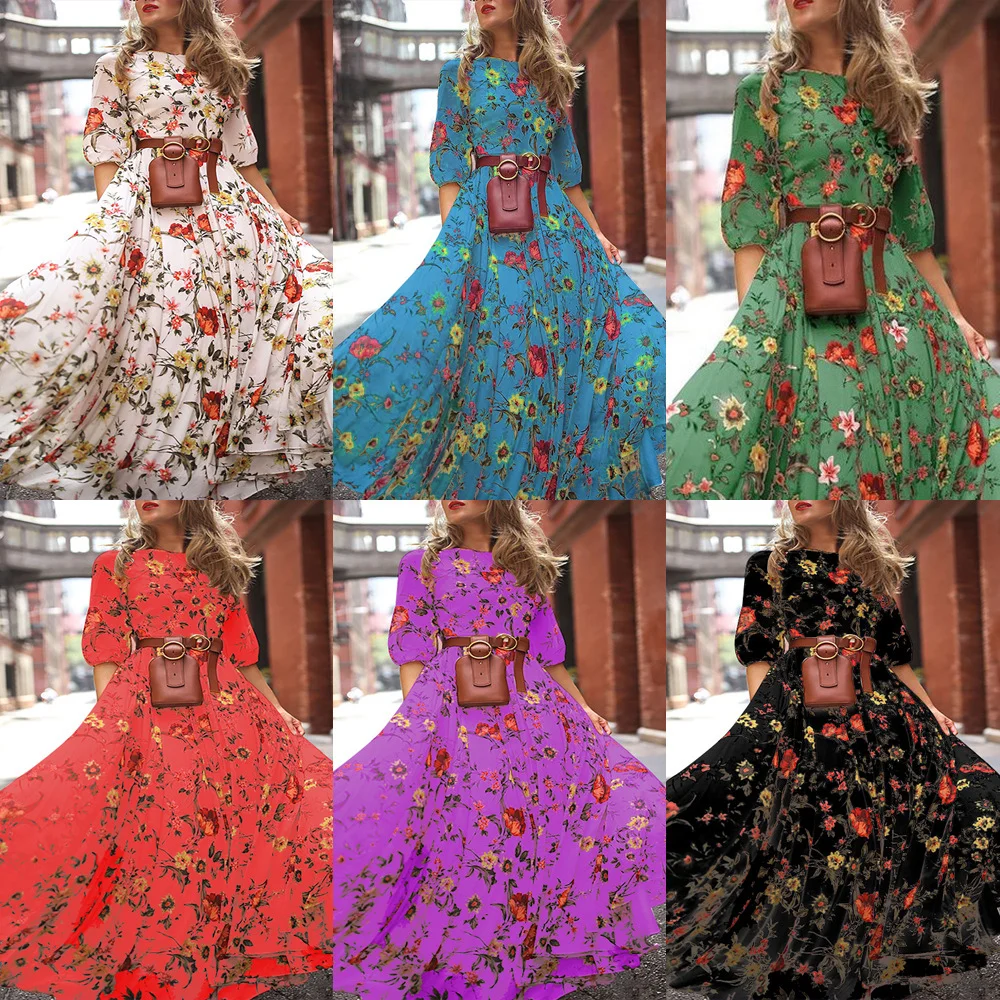 Nigikala Spring New Digital Print Dress Dress Holiday Dress Women's Summer