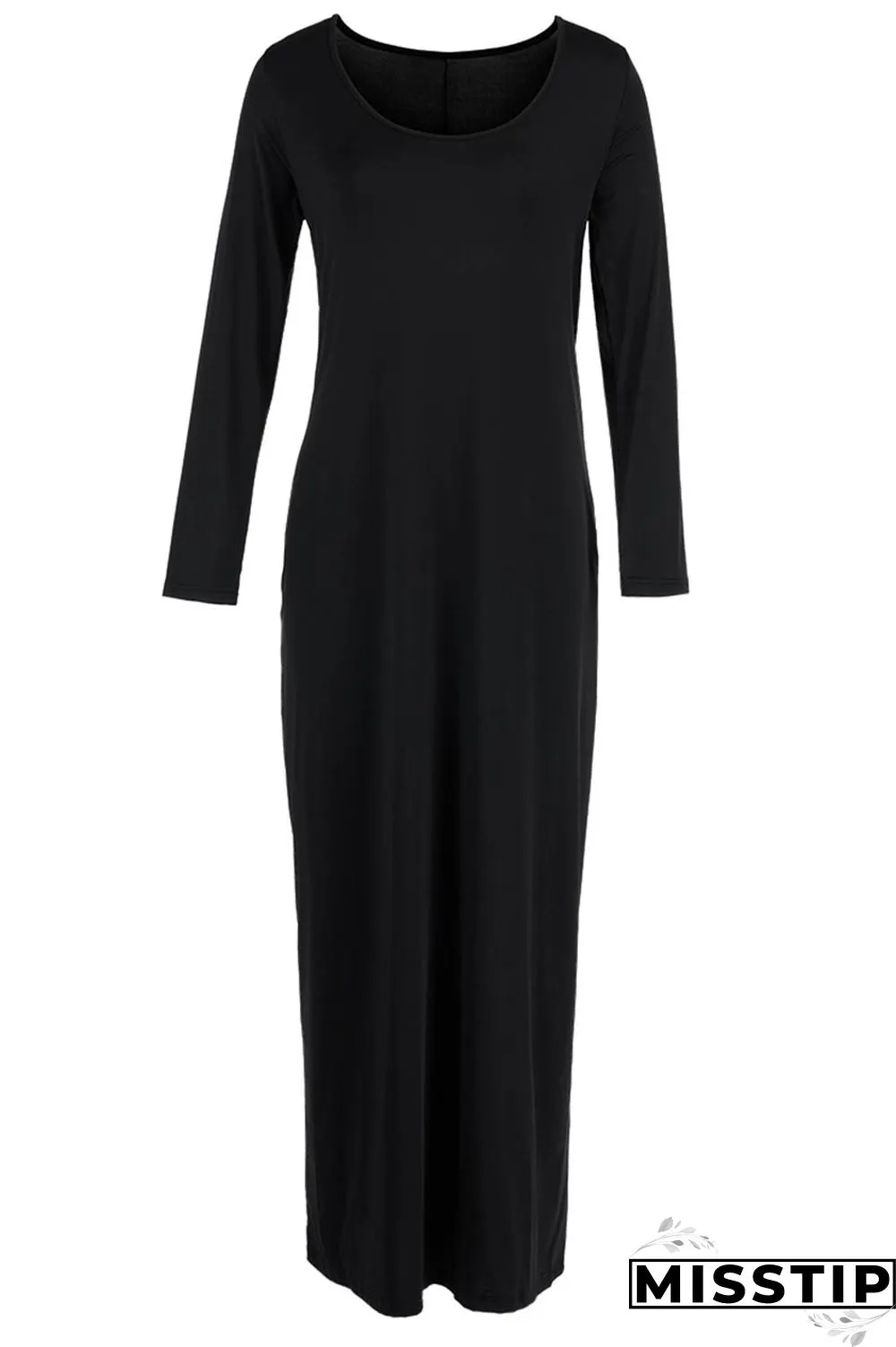 Black Casual Solid Patchwork V Neck Straight Dresses