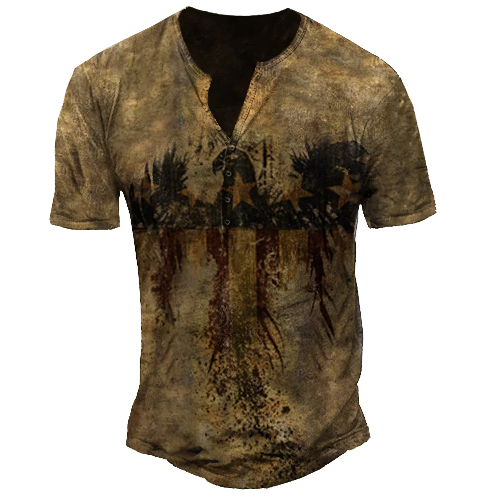 Mens outdoor tactical vintage flag eagle T-shirt / [viawink] /