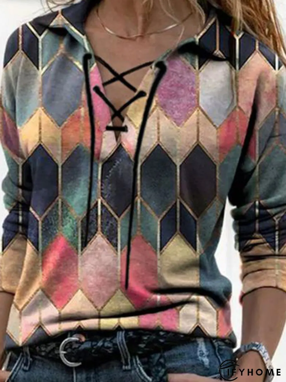 Cotton Blends Printed Casual Sweatshirt | IFYHOME