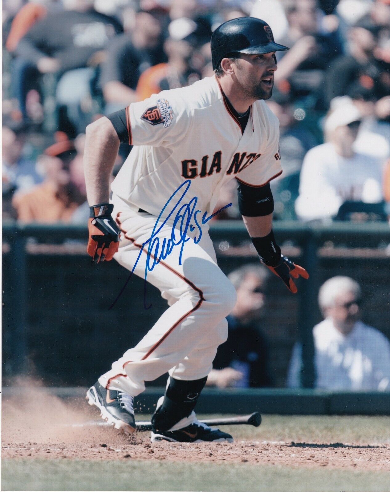 MARK DEROSA SAN FRANCISCO GIANTS ACTION SIGNED 8x10