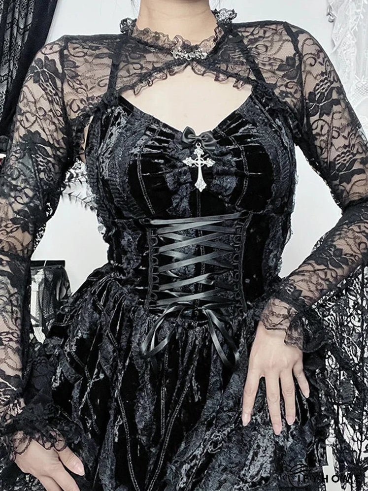 Gothic Draped Bodycon Mini Sleeveless Retro Velvet Halter V Neck Bandage Silky Cocktail Club Dress | IFYHOME