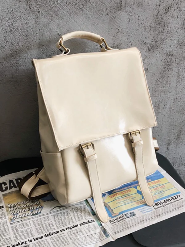 Simple Vintage Solid Color Backpack