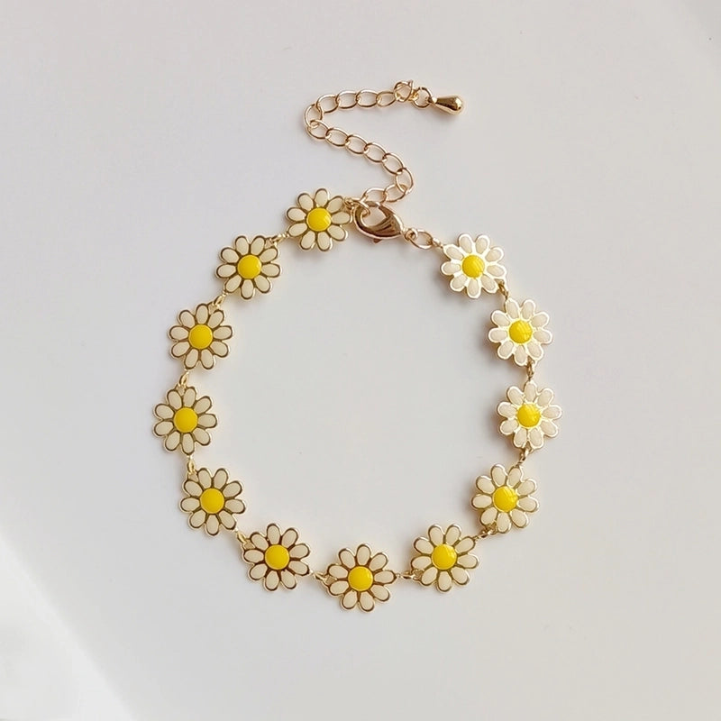 Vacation Sweet Heart Shape Smile Face Daisy Freshwater Pearl Soft Clay Copper Beaded Knitting Enamel Bracelets