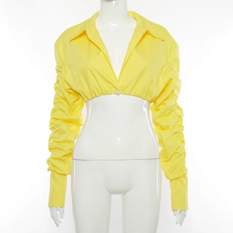 Articat Sexy Puff Sleeve Short T Shirt Women Fashion Slim Crop Top Female White Casual Party Club Women Streetwear Top