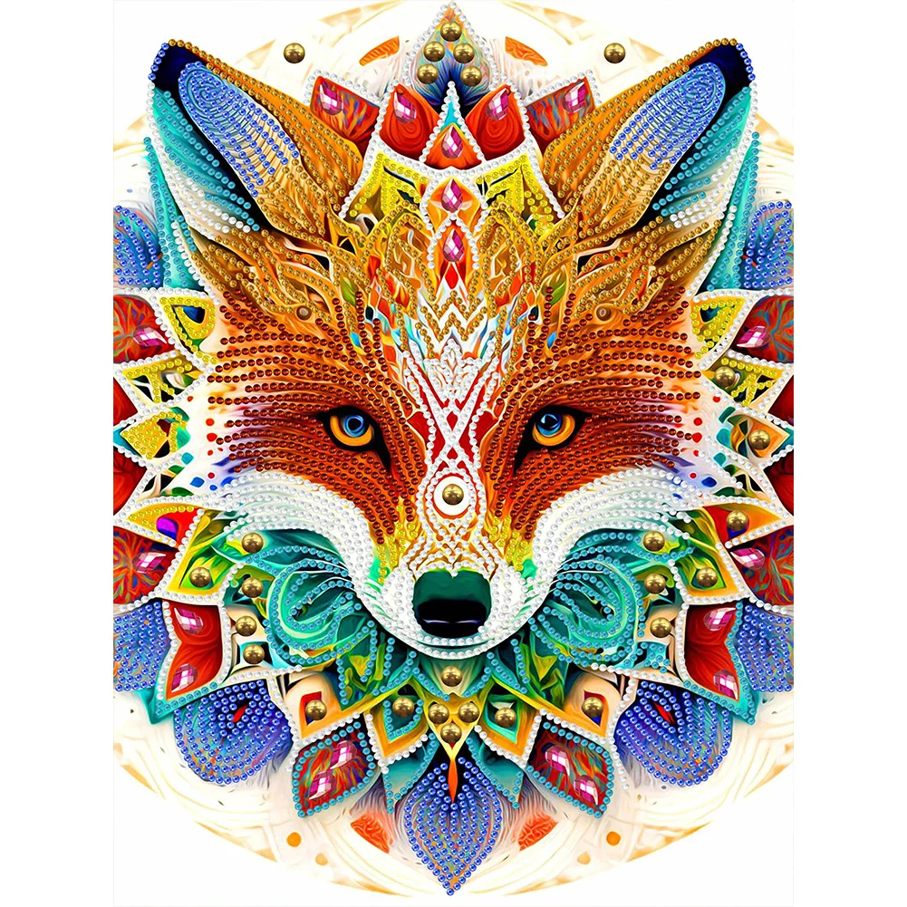 Special-shaped Partial Diamond Painting - Mandala Fox(30*40cm)
