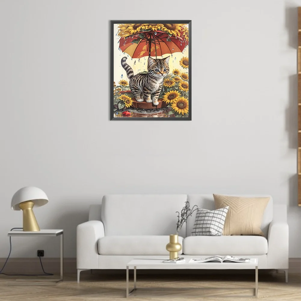 Full Round Diamond Painting 40*50cm - Sunflower And Cat