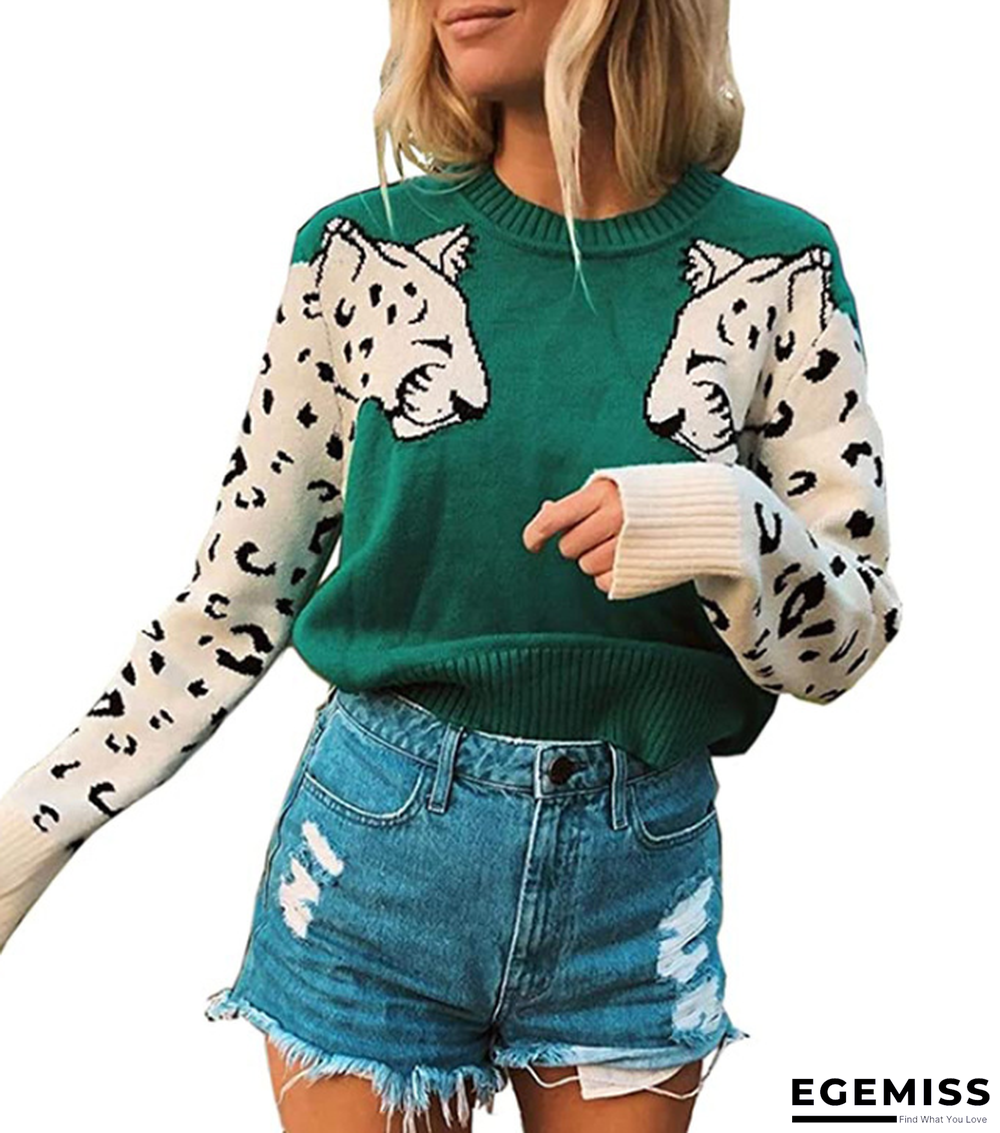 Casual Colorblock Leopard Head Blouse Sweater | EGEMISS
