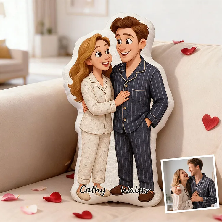 Custom Cartoon Doll Pillow &ndash; Personalized Doll That Looks Like You | Mini Me Pillow With Face & Name For Couple For Family For Kids