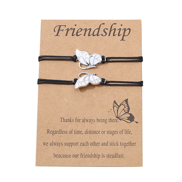 Best Friends Butterfly Braided Bracelet Set