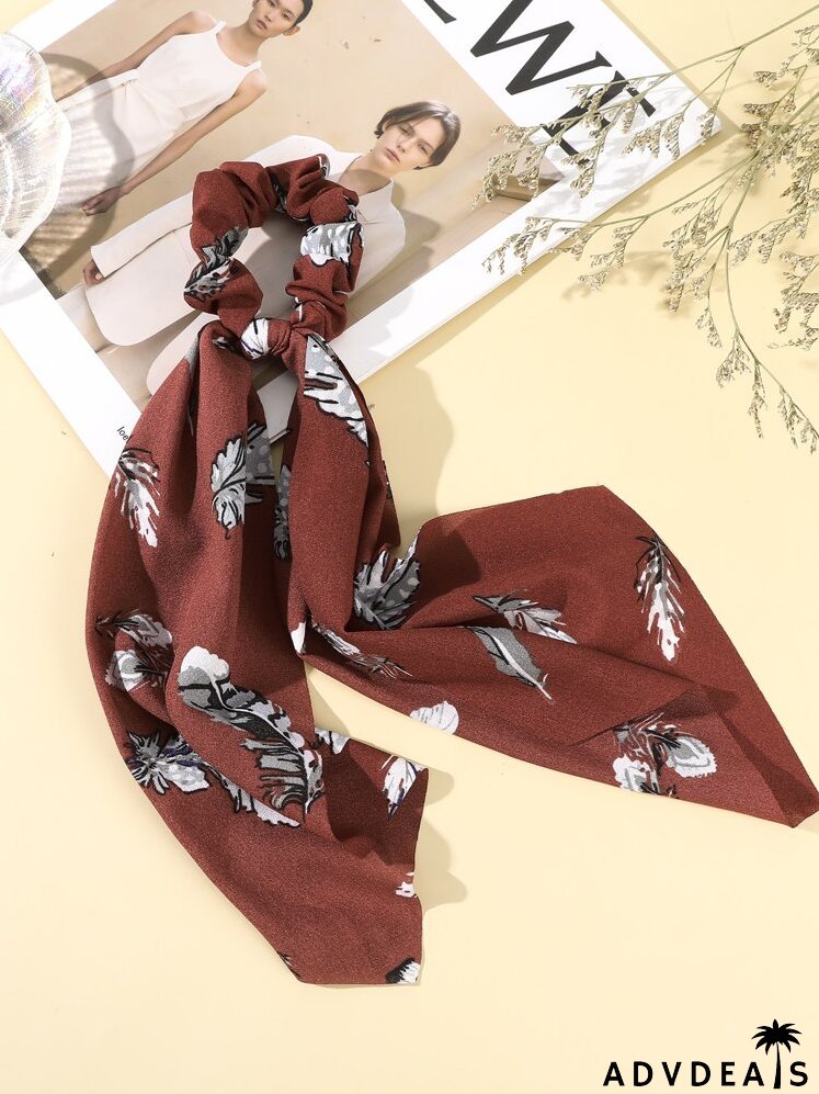 Feather Print Scarf Hair Tie