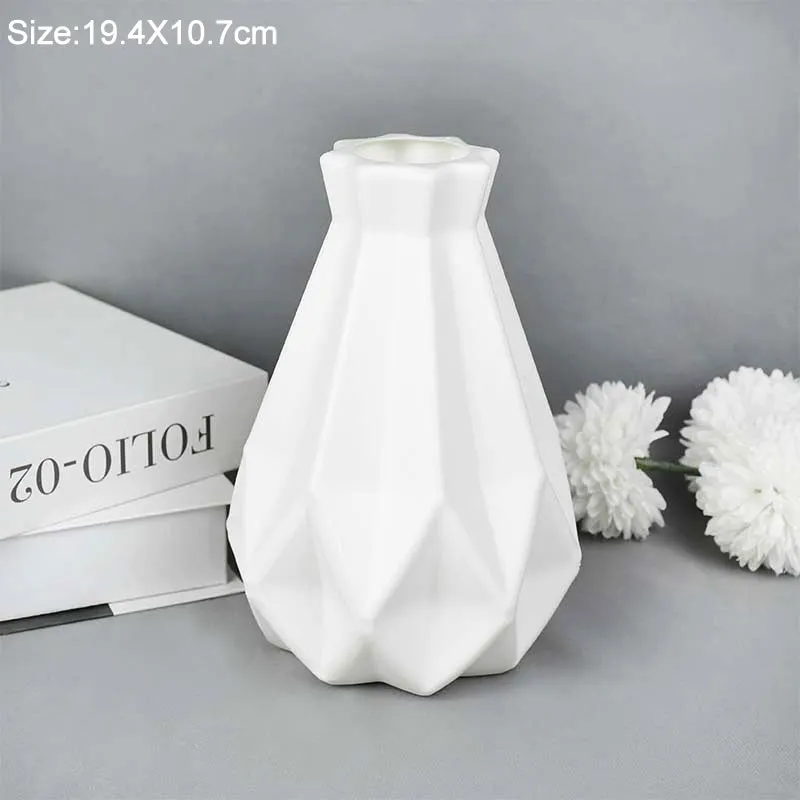 Modern Flower Vase White Pink Plastic Vase Flower Pot Basket Nordic Home Living Room Decoration Ornament Flower Arrangement