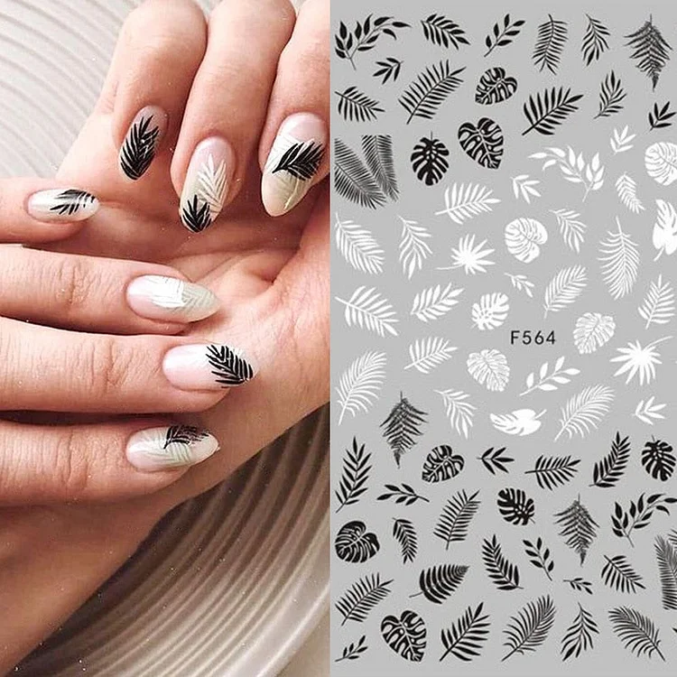 1 Sheet Leaves Geometry 3D Nail Art Stickers Sliders Mandala Flowers Leaf Adhesive Nail Decals Foil Decoration Manicuring Wrap