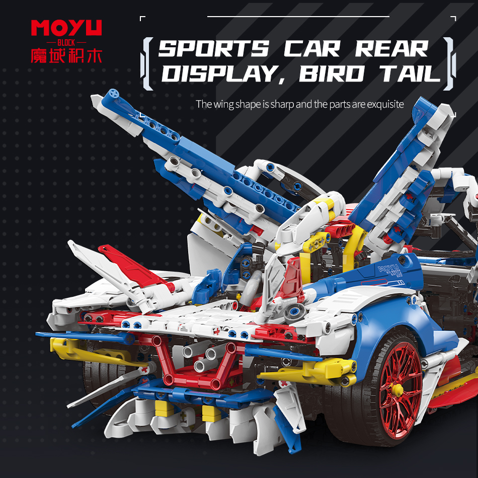 MOYU Sports Car Building Blocks Set, 1:10 EVO Racing Super Tech 