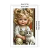 Girl Cat-11CT Stamped Cross Stitch 40*65cm (Big Size)