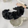 Elegant Black White Scrunched Satin Hair Bands