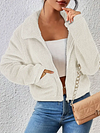 Fuzzy Solid Fall & Winter Jacket, Casual Zip Up Long Sleeve Warm Outerwear, Women's Clothing