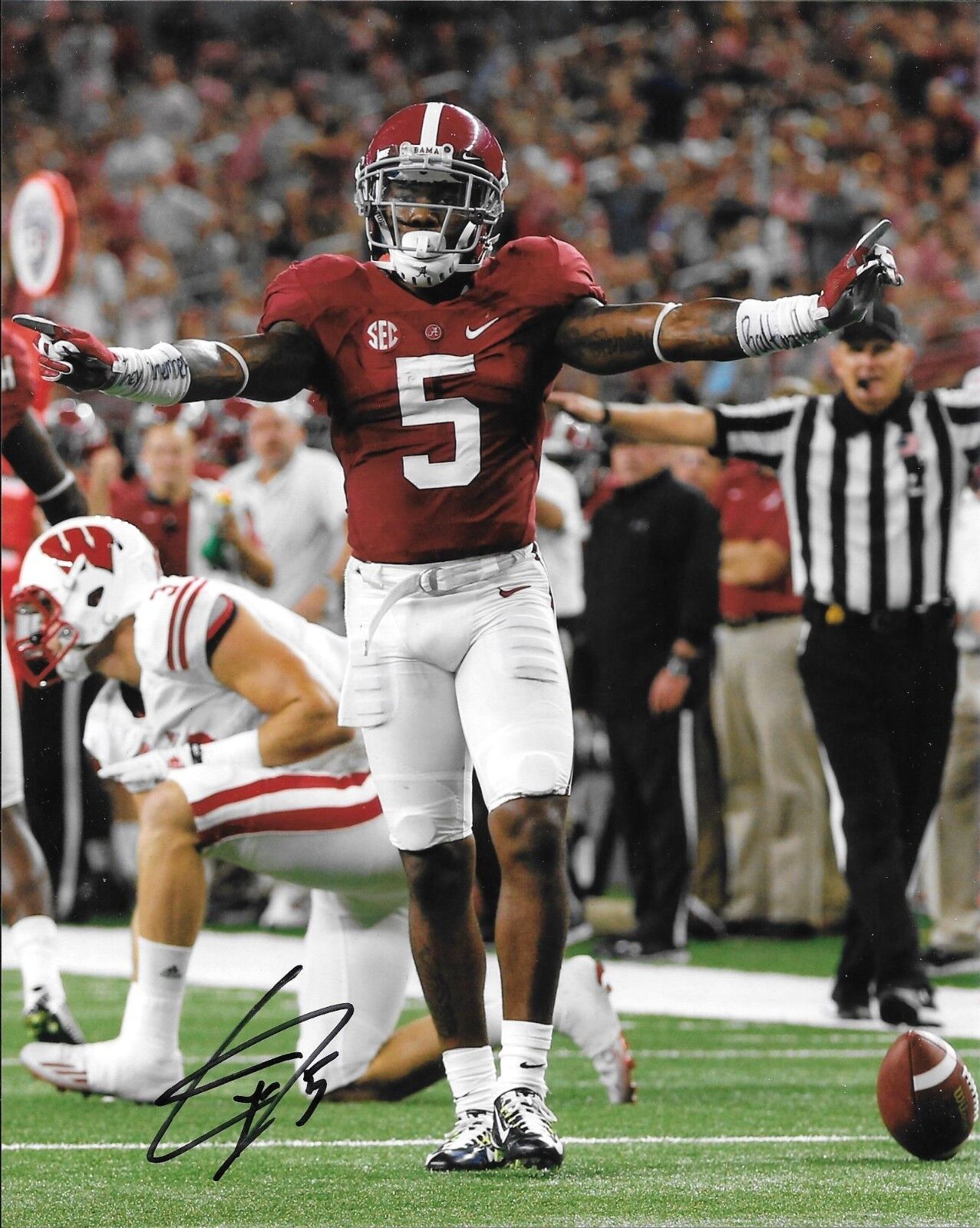 NEW ENGLAND PATRIOTS CYRUS JONES SIGNED ALABAMA CRIMSON TIDE 8X10 Photo Poster painting W/COA