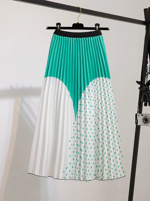 Urban Multi-Colored Printed High Waisted Pleated Skirt