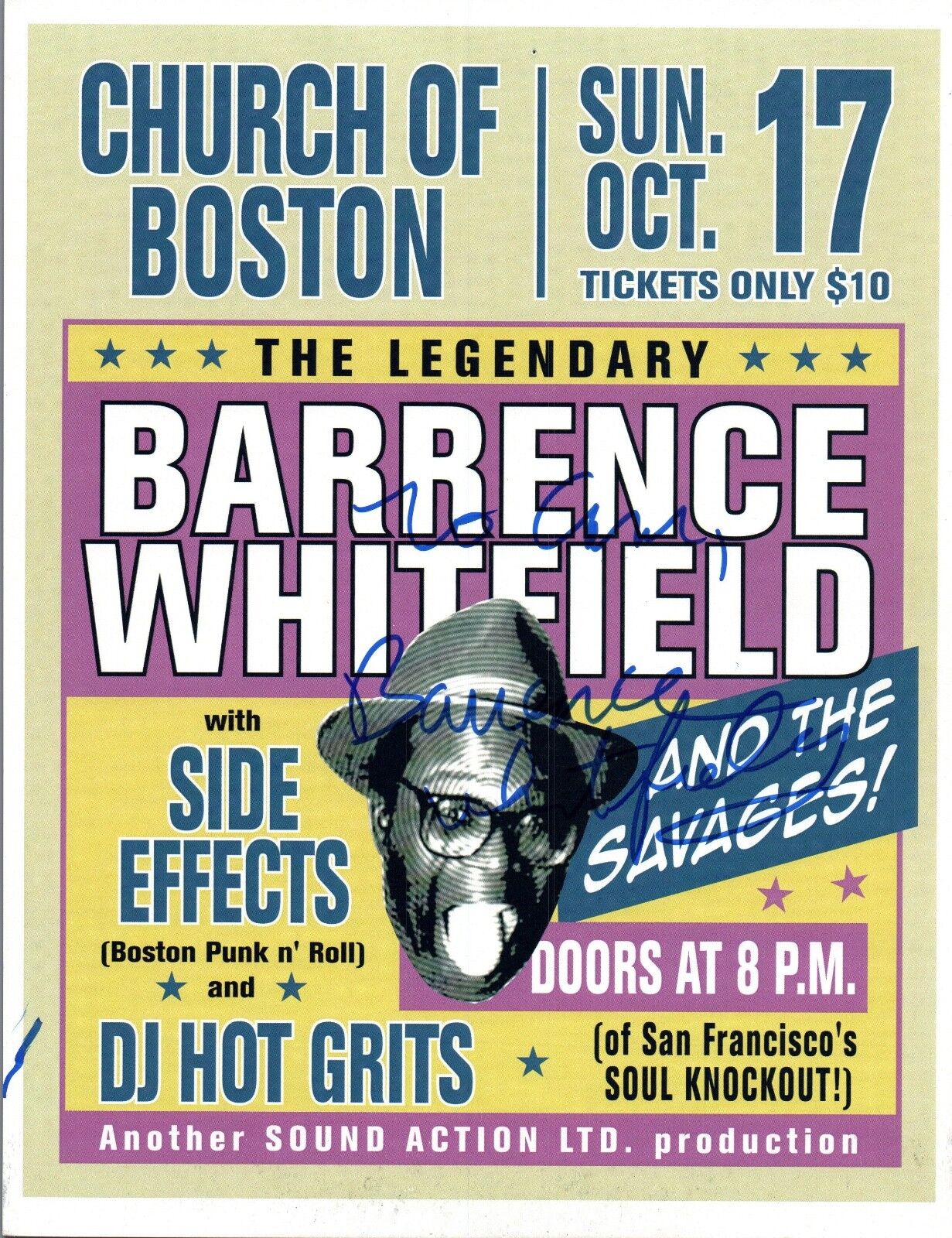 Barrence Whitfield Signed Autographed 8.5x11 Poster The Savages Soul Singer COA