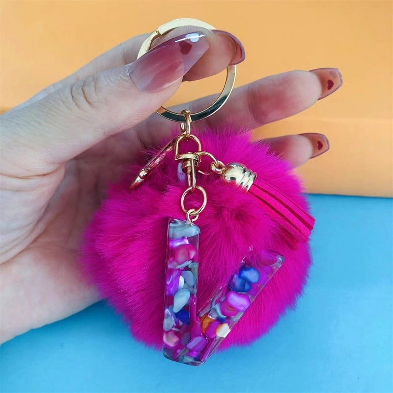 Minimalist Commute Letter Hairball Resin Unisex Bag Pendant Keychain