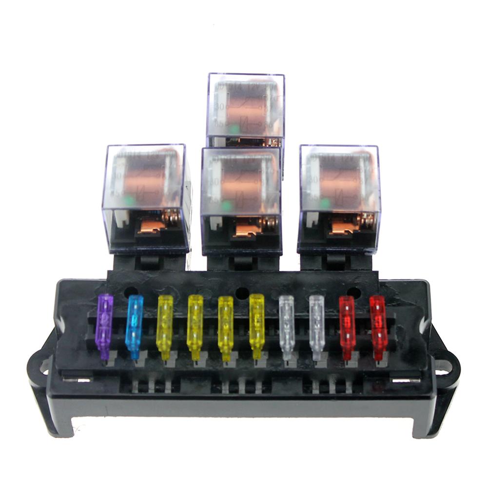 

Auto Car Boat 10 Way Circuit Standard Blade Fuse Box Block Holder Set, 501 Original