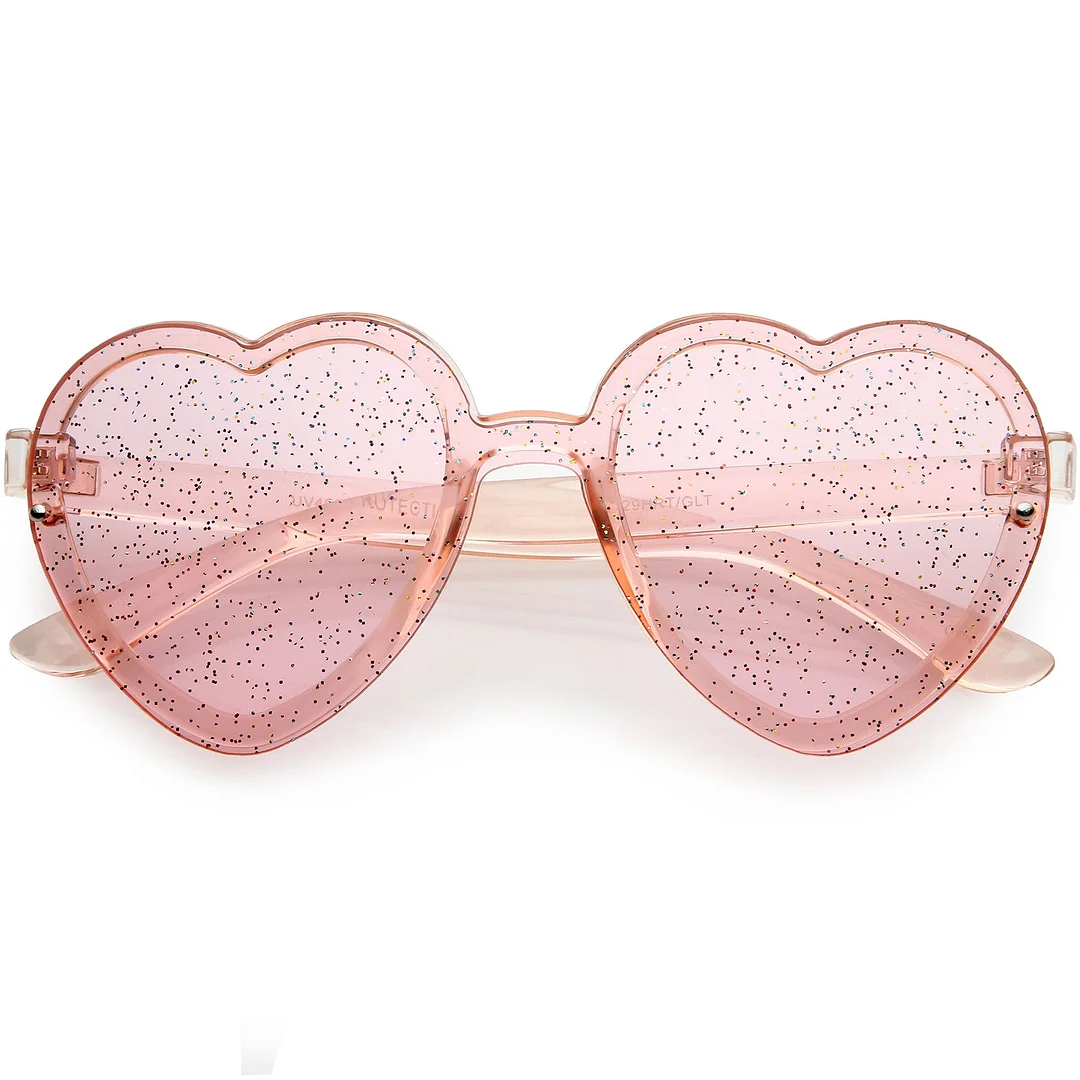 Women's Translucent Rimless Heart glasses Glitter Lens 52mm